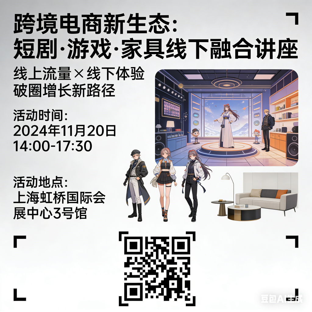 跨境电商短剧、游戏、家具线下讲座的宣传-龙门出海