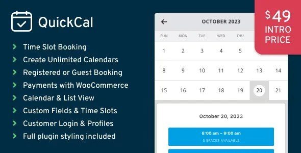 QuickCal v1.0.20 WordPress 预约日历插件下载-图仕出海